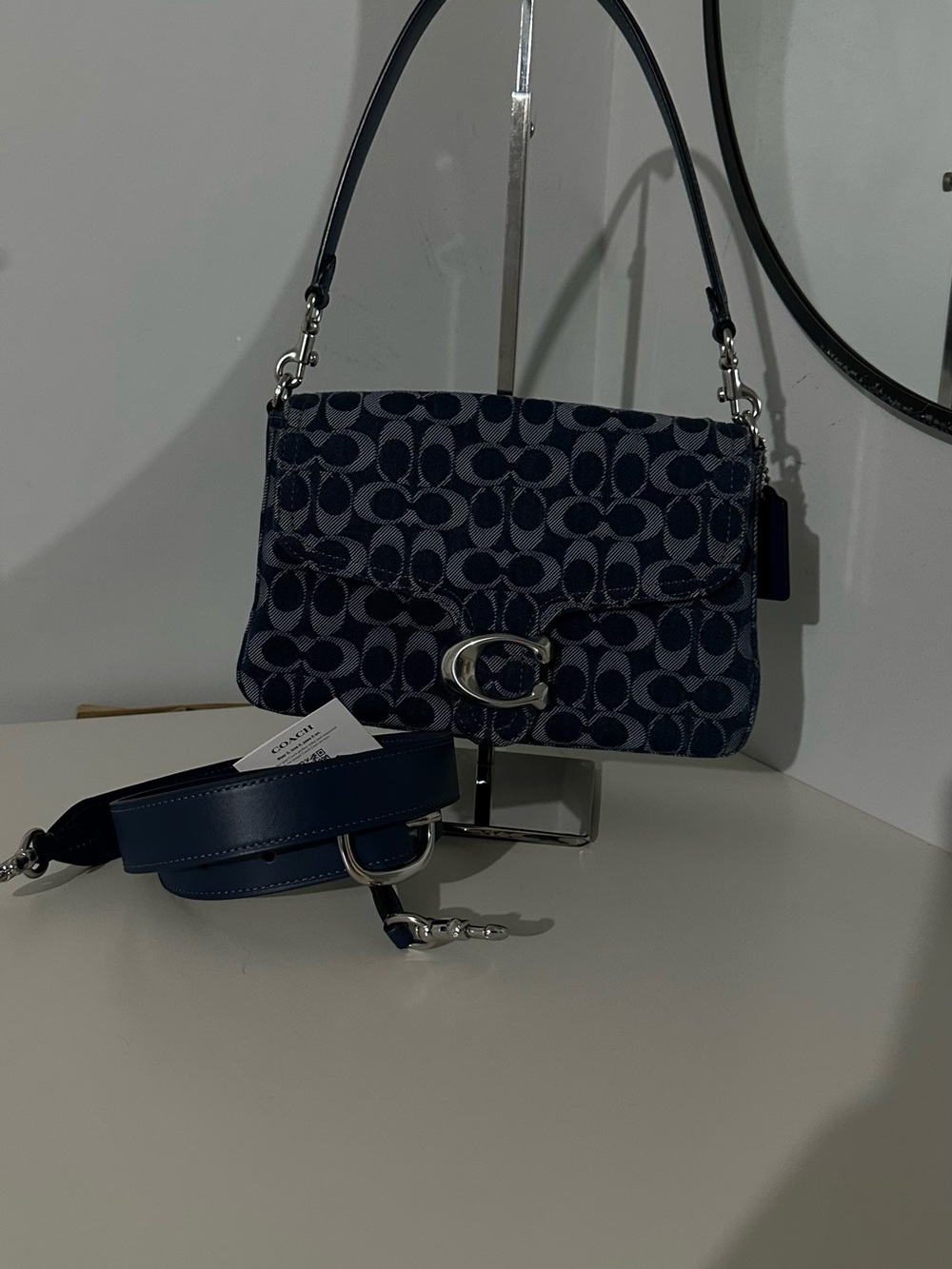 ❤️ Coach tabby Blue Signature Jacquard Shoulder Bag